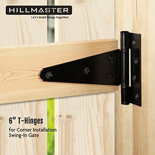 HILLMASTER 6-Inch T-Strap Heavy Duty Shed Door Hinges Pair