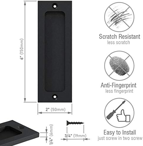 6 Rustic Door Pulls Set - Matte Black 2 Pack