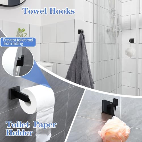 5-Piece Black Bathroom Hardware Set Wall-Mounted Style