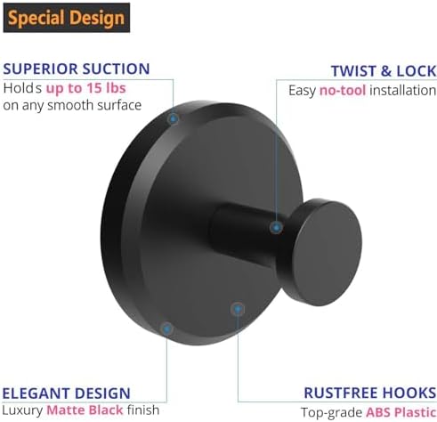 Sturdy Suction Cup Hooks for Towels Robes