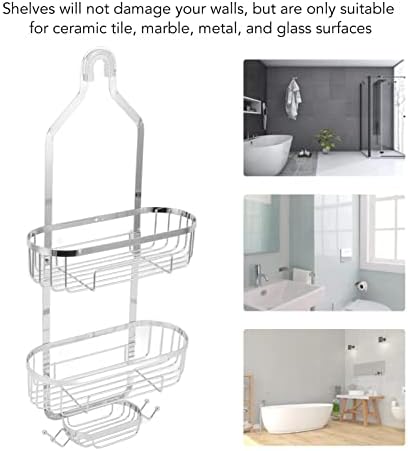 MIFDYUmetal iron wall mounted bathroom basket sturdy storage solution for ceramic tiles marble metal and glass surfaces