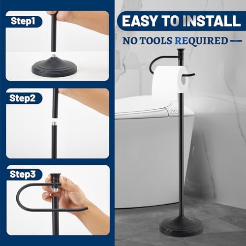 Sturdy Free Standing Toilet Paper Holder for Bathroom Storage