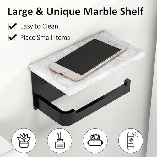 Gypie Marble Toilet Paper Holder with Extendable Base for Bathroom