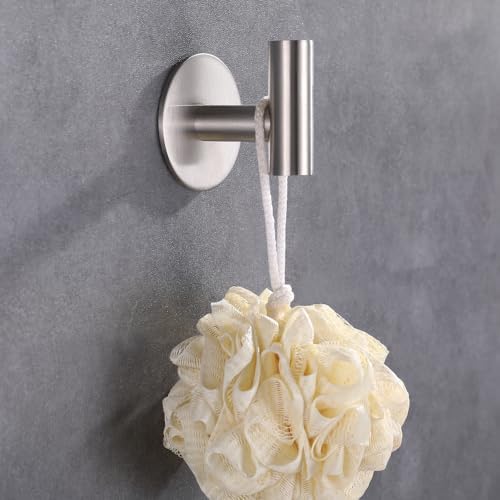 ZuvkySelf-Adhesive Stainless Steel Towel Hook Heavy Duty Bathroom Kitchen Storage Solution Silver