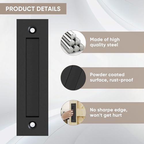 JUBEST 8-35 Finger Flush Pull Door Handle for slid doors Matte Black