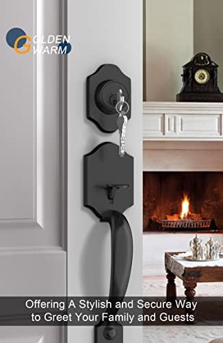 GoldenWarm Front Door Handle Set Black