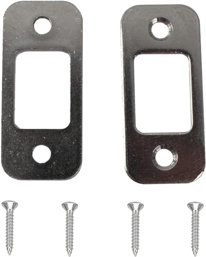 JIOTAR Deadbolt Strike Plate 1 x 2-14 Round Corner Strike Plate in Satin Nickel 2-Pack with 4 Screws