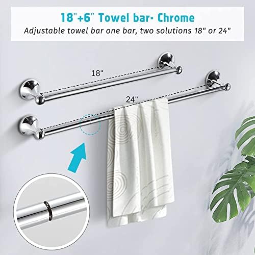 SUNTAI 4-Piece Bathroom Set Adjustable Towel Bar Holder Chrome