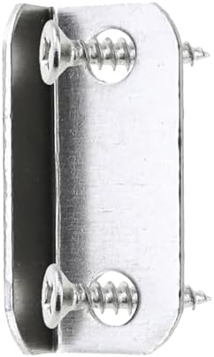 MEETOOT 8-Piece Metal Bevelled Drawer Lock Stop L Shaped Buffer Plate Silver