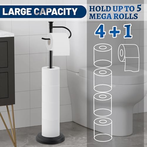 Sturdy Free Standing Toilet Paper Holder for Bathroom Storage