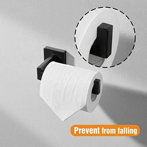 HITSLAM Matte Black Toilet Paper Holder Wall-Mounted 304 Stainless Steel Roll Holder with Slot Design