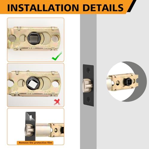 Adjustable Door Latch Set for 2-3860mm or 2-3470mm 45 Deadbolt Latch - Durable Replacement for Doors