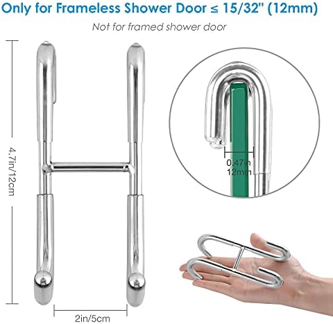 Simtive Frameless Shower Door Hooks Silver 2-Pack