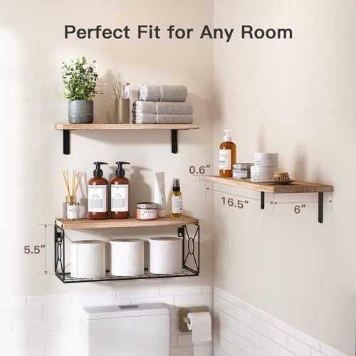 Floating Shelving Units - Bathroom Storage Solution Wall-Mounted Organization for Home