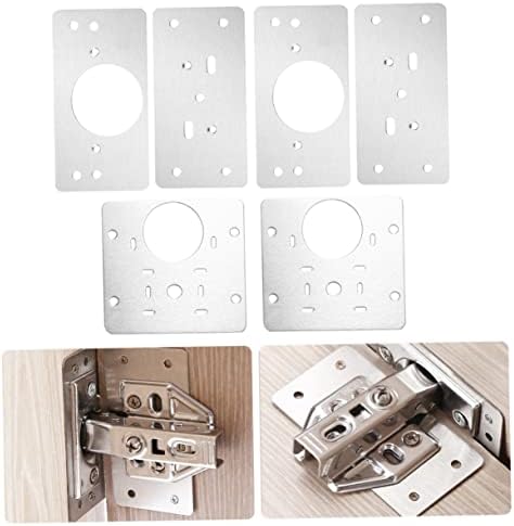 3-Piece Stainless Steel Cabinet Door Hinge Repair Plates with Screws
