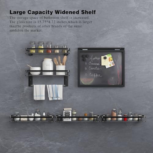 VOLPONE Black Tempered Glass Shelves