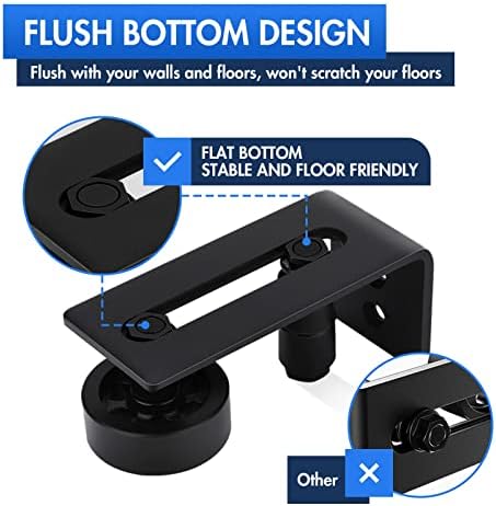 Lvyesea2-Piece Barn Door Bottom Guide Steel POM Matte Black Silent Roller