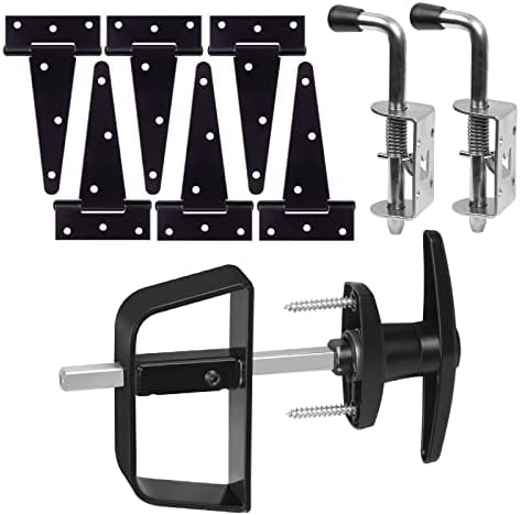 BTEOBFYS 6 T-Hinge Shed Door Complete Kit with T-Handle Lock for Gates and Playrooms