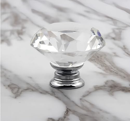 High-Quality Crystal and Aluminum Alloy Lake Blue 40mm Door Knobs with M4x22mm Screws