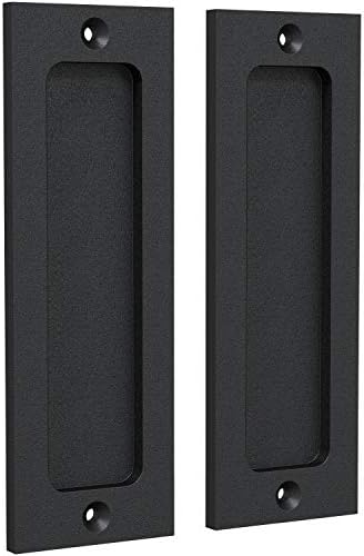 6 Rustic Door Pulls Set - Matte Black 2 Pack
