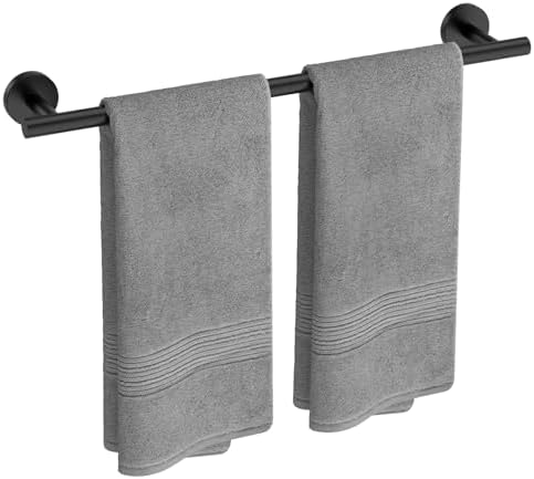 USHOWER Matte Black Wall-Mounted Towel Bar 24-Inch 3-Inch from Wall Stainless Steel