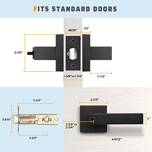 KNOBWELL Heavy Duty Door Lever Set Matte Black