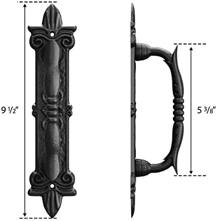 SmartStandard Heavy Duty Door Handle Set Rustic Barn Door Pull For Gates Garages Black