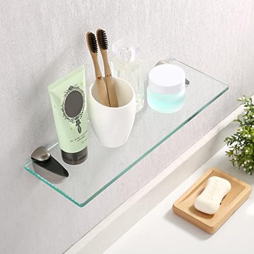 Kes Bathroom Glass Shelf Extra Thick Tempered Glass Organizer Shelf for Kids Safe Durable