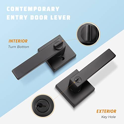 KNOBWELL Heavy Duty Door Lever Set Matte Black