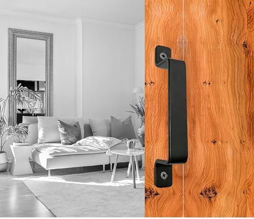 Premium Rustic Barn Door Handles Black 74-Inch Heavy-Duty