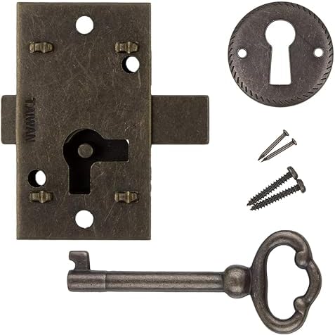 Small Antique Brass cabinet door lock with key