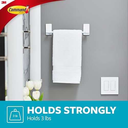 Command Hand Towel Bar Matte Black with Water-Resistant Strips Bathroom Organizations Durable and Easy to Install