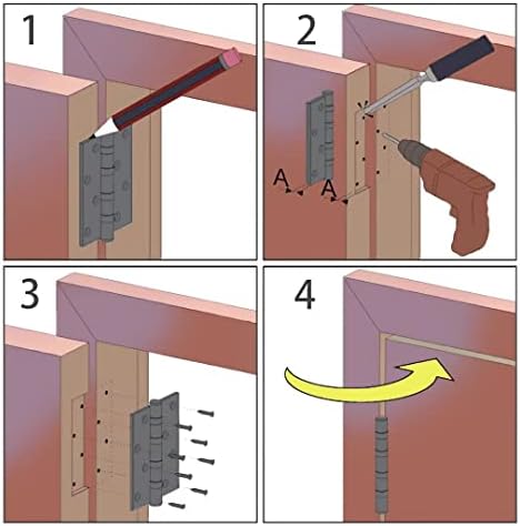 KSDCMRS304 Stainless Steel Door Hinges 2Pack 4 101mmx4 101mm Square Corner Heavy Duty Ball Bearing Hinges Silver