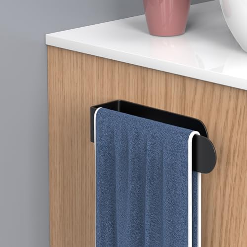 Premium Black Stainless Steel Towel Holder Wall-Mounted Self-Adhesive Towel Bar