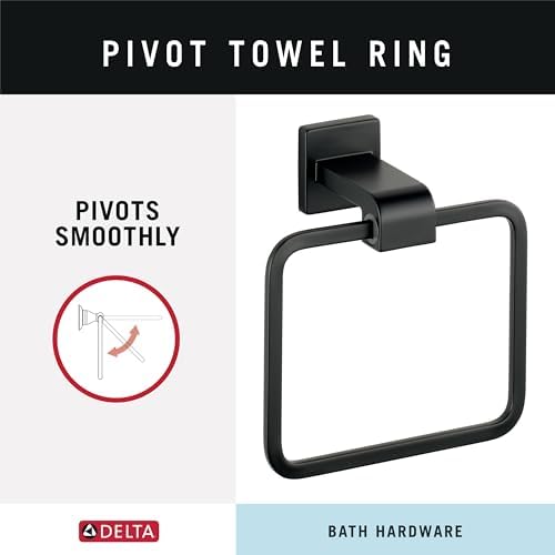 Delta Faucet Towel Ring Matte Black Durable Dimensions