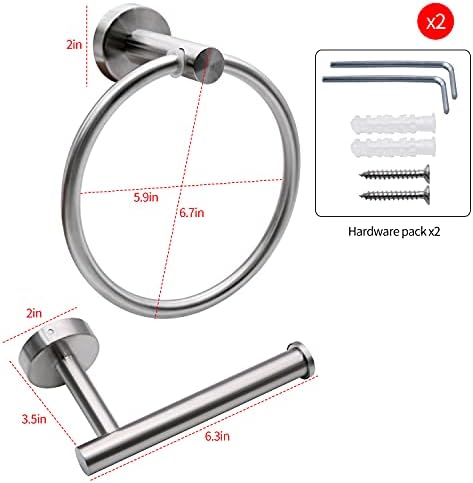 Sturdy Black Toilet Paper Holder Towel Ring Set