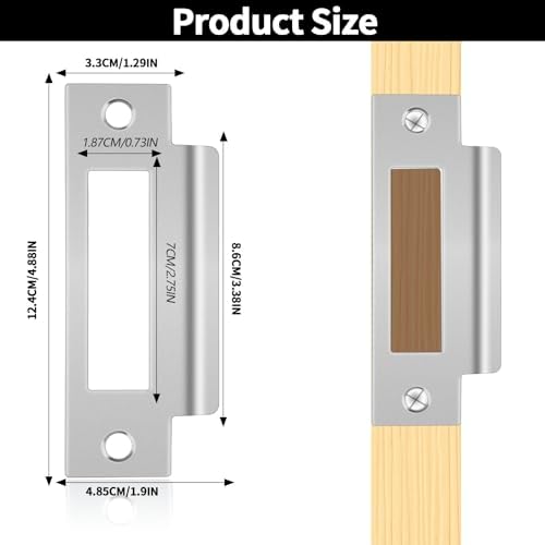 3-Piece Door Strike Plate Set 4-78 Inch Universal Deadbolt Replacement