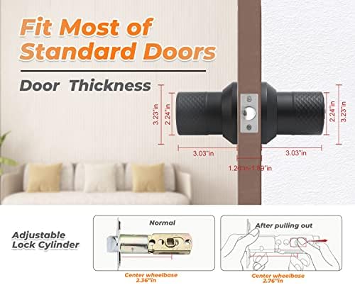 Waterproof Door Knob Lock with Anti-Slip Handle for Home Office