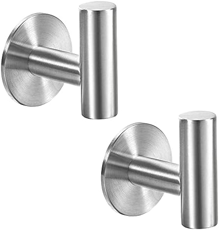 Vuzvuv Adhesive Hooks - Heavy Duty Stainless Steel Towel for Bathroom Kitchen Hotel Use