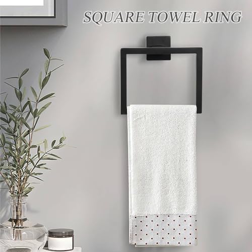 Sturdy Black Towel Bar Set with 5 Pieces for Bathroom