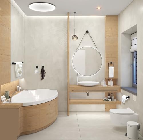 5-Piece Black Bathroom Hardware Set Wall-Mounted Style