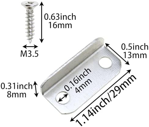 MEETOOT 8-Piece Metal Bevelled Drawer Lock Stop L Shaped Buffer Plate Silver