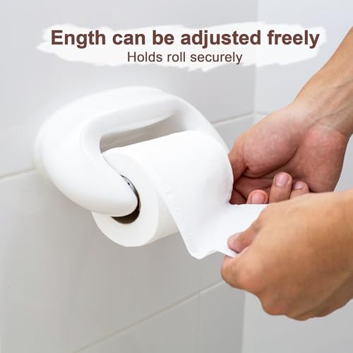 Two-Piece Plastic Toilet Paper Holder Spring Mechanism White