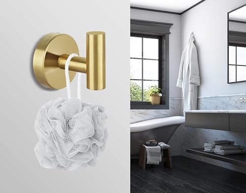 Homagic Stainless Steel Towel and Robe Hook Set with Gold Finish 4 Pack