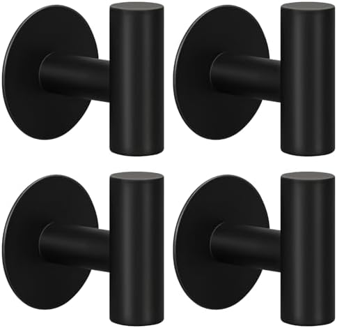 Sturdy Matte Black Adhesive Towel Hooks