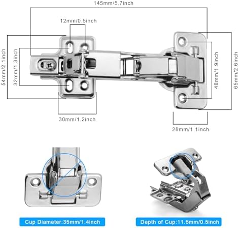 165-Degree 2-Piece Hinges for Cabinet Corners Kitchen Doors