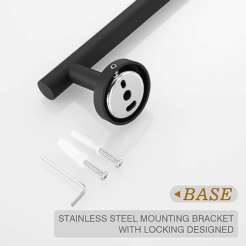 USHOWER Matte Black Wall-Mounted Towel Bar 24-Inch 3-Inch from Wall Stainless Steel