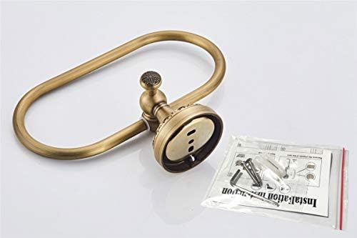 Flybath Oval Towel Ring antique brass finish carved pattern wall-mounted for bathroom kitchen