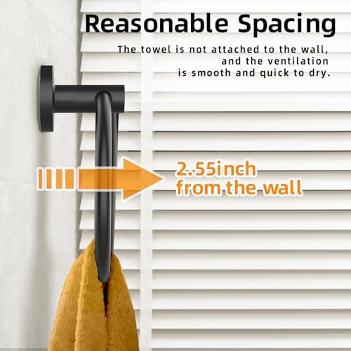 Matte Black 2-Pack stainless steel towel ring Modern luxury bathroom kitchen towel holder 10 words