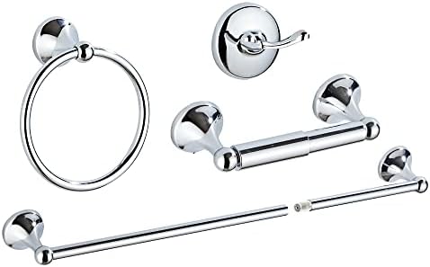 SUNTAI 4-Piece Bathroom Set Adjustable Towel Bar Holder Chrome